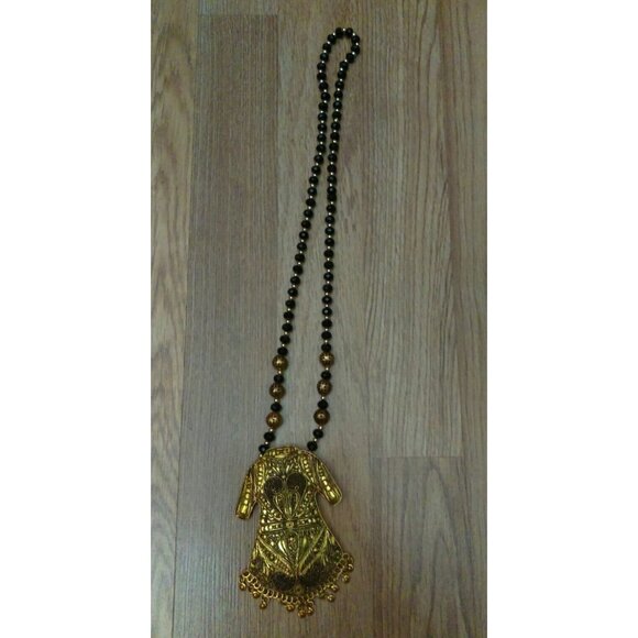 Double Purpose Big Traditional Dress Pendant Statement Necklace & Pin Beaded - Picture 1 of 12